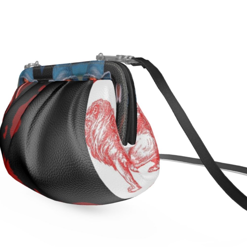 Red Art Leather Pouch Bag | Original Design by DGarcia